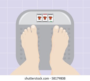 Feet on weight scale