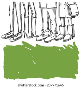 feet of people in different shoes