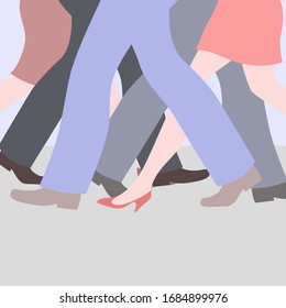 Feet of people walking, hurrying about their business.