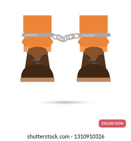 Feet prisoner in chains color flat icon for web and mobile design