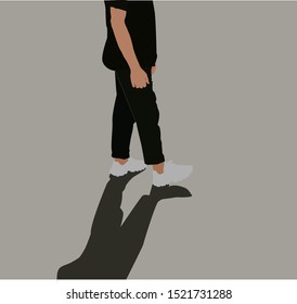 Feet shadow, illustration, vector on white background.