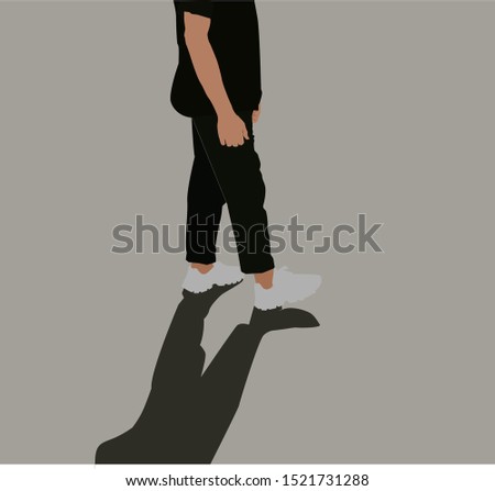 Feet shadow, illustration, vector on white background.