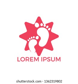 Feet and star vector logo design. Foot care and lifestyle logo design. Massage and foot care logo design.