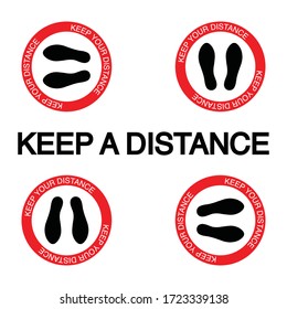 Feet step keep a safe social distancing. Coronavirus Covid-19 concept, Dangerous virus, Vector illustration.