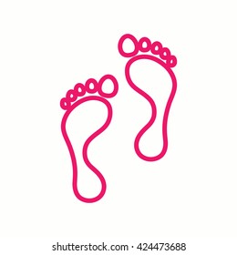feet steps simple pink icon