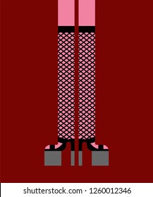 Feet stripper isolated. Dancer striptease legs. Vector