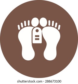 Feet, tag, dead, dead person icon vector image. Can also be used for healthcare and medical. Suitable for mobile apps, web apps and print media.