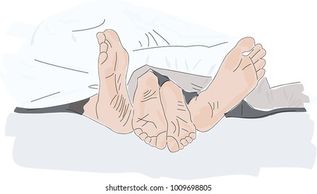 Feet under blanket