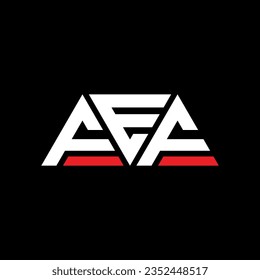 FEF triangle letter logo design with triangle shape. FEF triangle logo design monogram. FEF triangle vector logo template with red color. FEF triangular logo Simple, Elegant, and Luxurious design.
