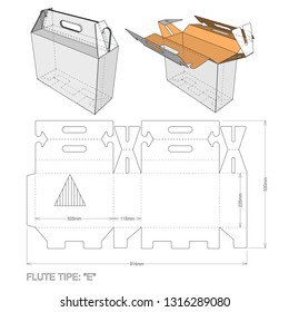 FEFCO 217 box with handle and Die-cut Pattern. The .eps file is full scale and fully functional. Prepared for real cardboard production.