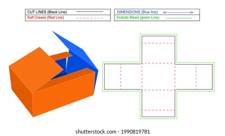 FEFCO401 Corrugated cardboard folding box, corrugated shipping box, resizeable carton box with dieline tamplate and 3d vectoe render,