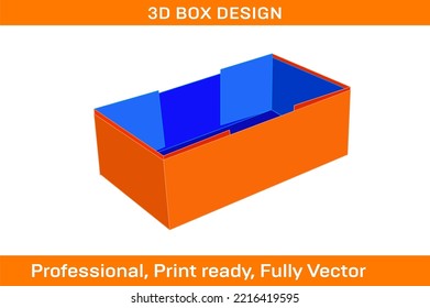 FEFRCO320 Folding cardboard box dieline template and 3d render with resizable