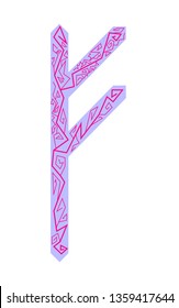 Fehu rune. Ancient Scandinavian runes. Runes senior futarka. Magic, ceremonies, religious symbols. Predictions and amulets. Ornament lightning. White background