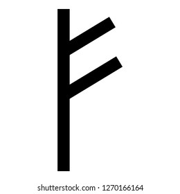 Fehu rune F symbol feoff own wealth icon black color