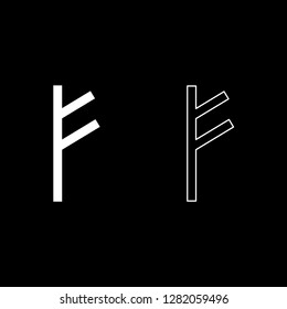 Fehu rune F symbol feoff own wealth icon set white color