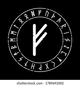 FEHU RUNE ON A BLACK BACKGROUND IN VECTOR