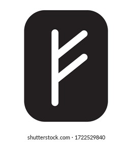 Fehu rune - the symbol or sign of wealth or livestock flat vector icon for games and websites