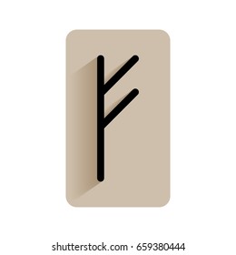 Fehu. Runic alphabet and letters. Flat icon on white background for divination, prediction. Vector illustration