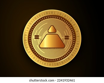 Fei USD (FEI) crypto currency symbol and logo on gold coin. Virtual money concept token based on blockchain technology. 