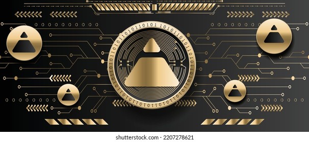 Fei USD FEI cryptocurrency golden coin on futuristic technology background vector illustration banner and wallpaper template 