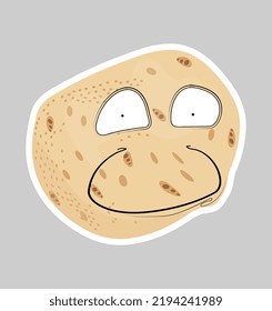 The feigned smile of a potato. Vector illustration