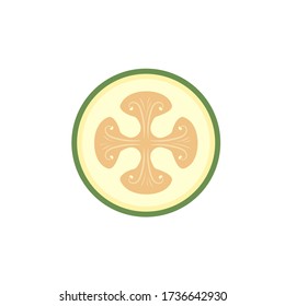 Feijoa in cross cut top view flat design. Vector illustration isolated on white background