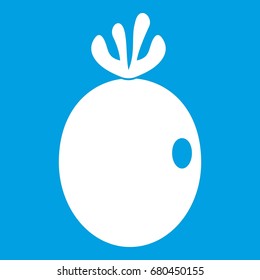 Feijoa fruit icon white isolated on blue background vector illustration