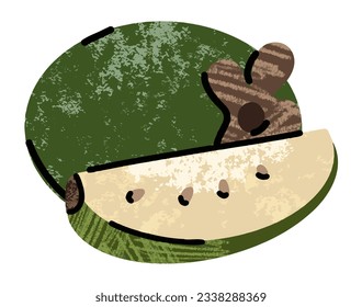 feijoa frutal, ilustración simple en dibujo plano abstracto, comida saludable