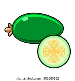 Feijoa isolated on a white background. Element of design for label, a brochure, an article about the food.