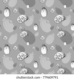Feijoa vector icon, hand drawn sketch of tropical exotic green fruit, template for menu, diet infographics, sticker, flyer, print