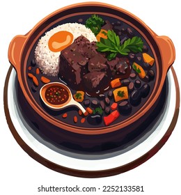 Feijoada on plate vector illustration