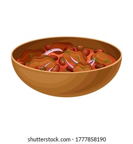 Feijoada or Stew of Beans and Beef as Brazilian Cuisine Dish Vector Illustration