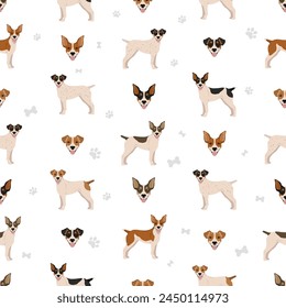 Feist dog seamless pattern. Different coat colors set.  Vector illustration