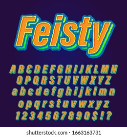 Feisty blue yellow modern alphabet text effect