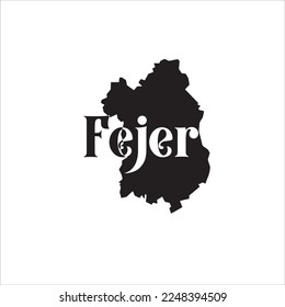 Fejer map and black lettering design on white background