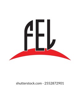 Diseño del logotipo de la letra de FEL con el fondo blanco en ilustrador, fuente moderna del alfabeto del logotipo del Vector