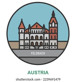 Feldbach. Ciudades y pueblos de Austria. Punto de referencia plano
