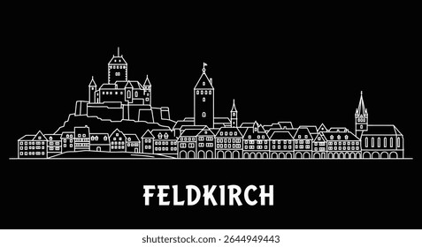 Feldkirch Austria Skyline White Outline Black.