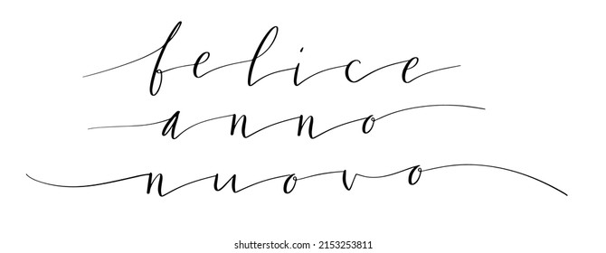 Felice anno nuovo Happy new year in Italian handwritten lettering vector illustration in script