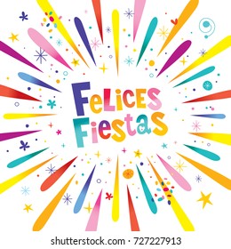 Felices Fiestas greeting card festive banner Happy Holidays in spanish