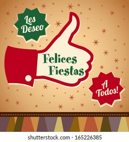 Felices fiestas - Happy Holidays spanish text - thumbs up