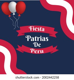 Felices fiestas patrias .English Translation:  Independence Day of Peru. national tri colored ribbon background