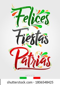 Felices Fiestas Patrias, Happy National Holidays spanish text, Mexican theme patriotic celebration.