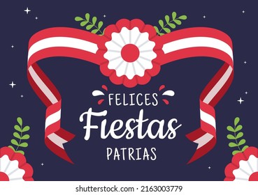 Felices Fiestas Patrias or Peruvian Independence Day Cute Cartoon Illustration with Flag for National Holiday Peru Celebration on 28 july in Flat Style Background