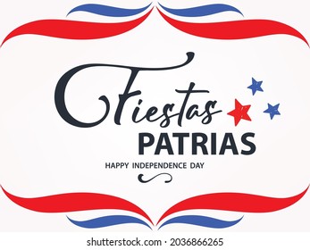 Felices Fiestas Patrias, Spanish Calligraphy Hand Lettering Text. Chilean Holiday on September 18.