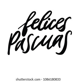 Felices Pascuas vector  calligraphy, isolated on white background. Great for posters, offer and other projects.