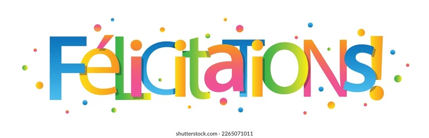 FELICITATIONS! colorful vector typography banner (CONGRATULATIONS! in French)