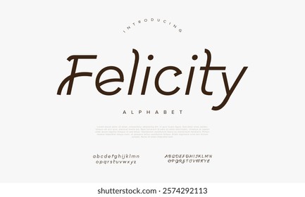 Felicity typography beauty fashion elegant minimalist serif italic fonts decorative wedding vintage retro logos. Minimal luxury font alphabet logo. Vector illustration