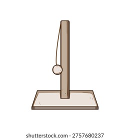 Feline accessory featuring a sturdy scratching pole with a dangling toy ball, offering a designated surface for cats to sharpen claws and engage in active play