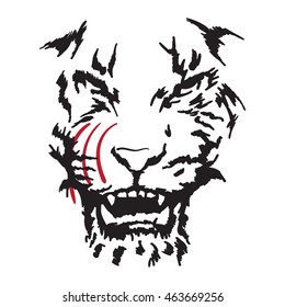 feline fangs, warning of danger, the contour image